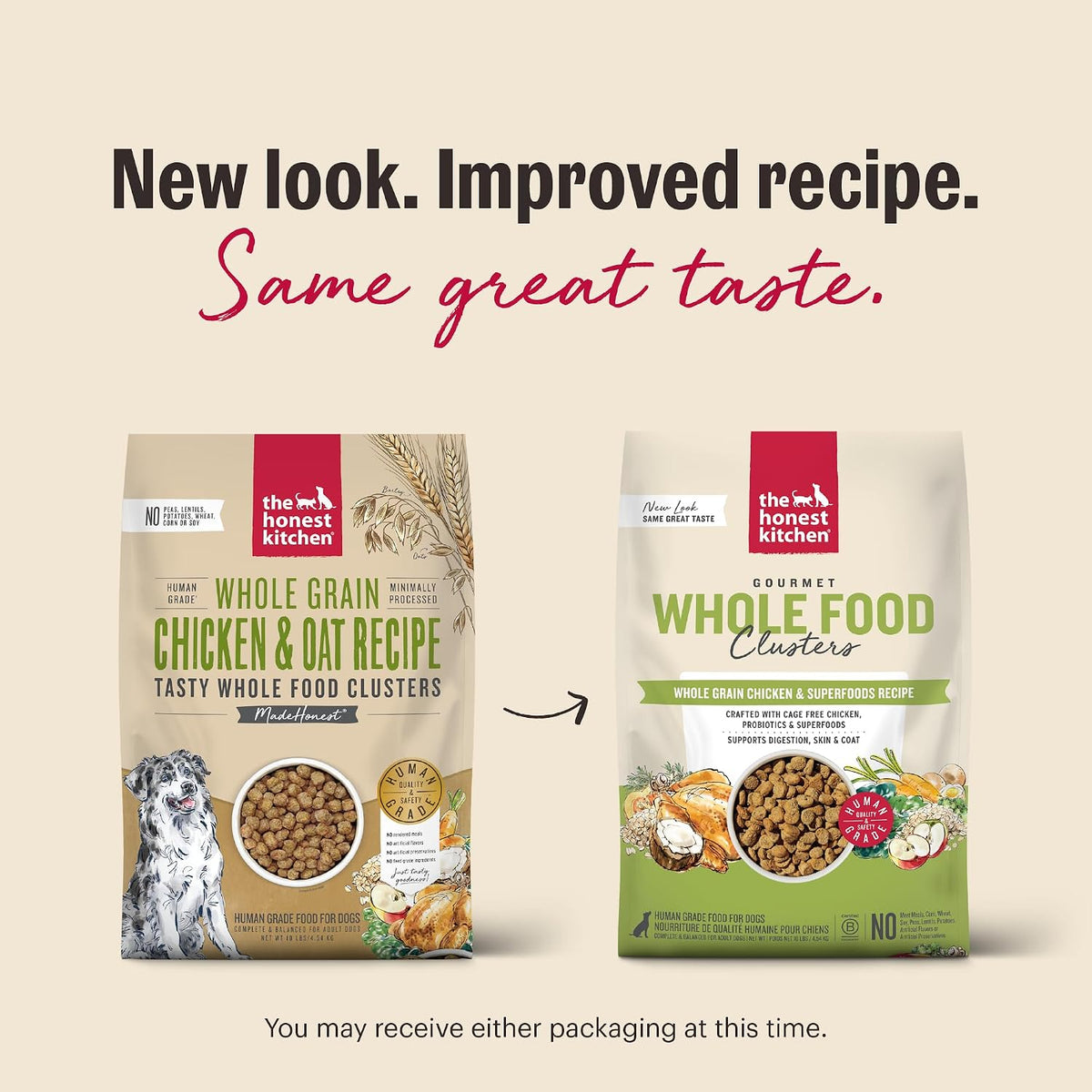 Whole Grain Chicken & Superfoods Whole Food Clusters, Vet Crafted Human Grade Dry Dog Food, Skin, Coat, Digestion & Healthy Weight, Trial Size, 1 lb Bag