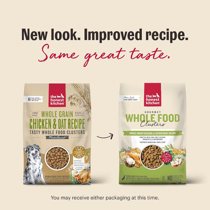 Whole Grain Chicken & Superfoods Whole Food Clusters, Vet Crafted Human Grade Dry Dog Food, Skin, Coat, Digestion & Healthy Weight, Trial Size, 1 lb Bag