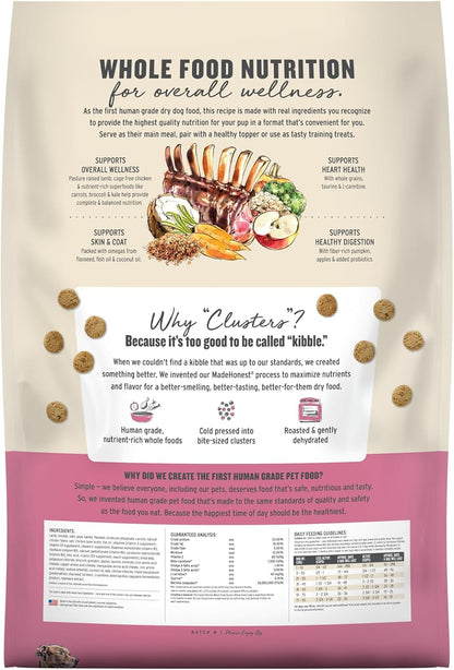 Whole Grain Chicken & Superfoods Whole Food Clusters, Vet Crafted Human Grade Dry Dog Food, Skin, Coat, Digestion & Healthy Weight, Trial Size, 1 lb Bag