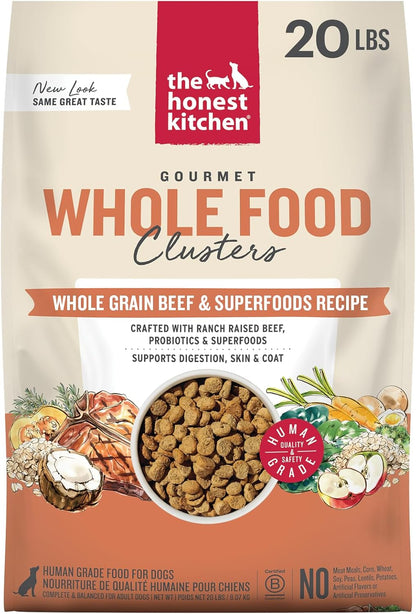 Whole Grain Chicken & Superfoods Whole Food Clusters, Vet Crafted Human Grade Dry Dog Food, Skin, Coat, Digestion & Healthy Weight, Trial Size, 1 lb Bag