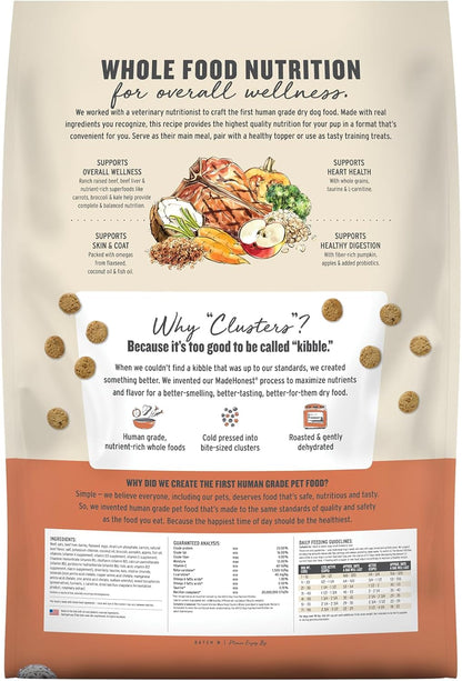 Whole Grain Chicken & Superfoods Whole Food Clusters, Vet Crafted Human Grade Dry Dog Food, Skin, Coat, Digestion & Healthy Weight, Trial Size, 1 lb Bag