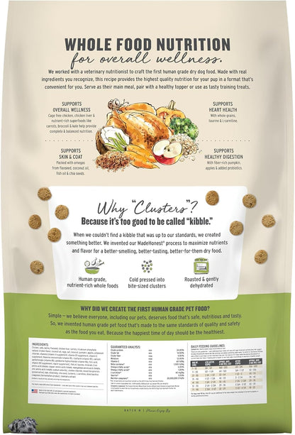 Whole Grain Chicken & Superfoods Whole Food Clusters, Vet Crafted Human Grade Dry Dog Food, Skin, Coat, Digestion & Healthy Weight, Trial Size, 1 lb Bag