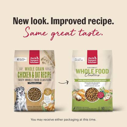 Whole Grain Chicken & Superfoods Whole Food Clusters, Vet Crafted Human Grade Dry Dog Food, Skin, Coat, Digestion & Healthy Weight, Trial Size, 1 lb Bag