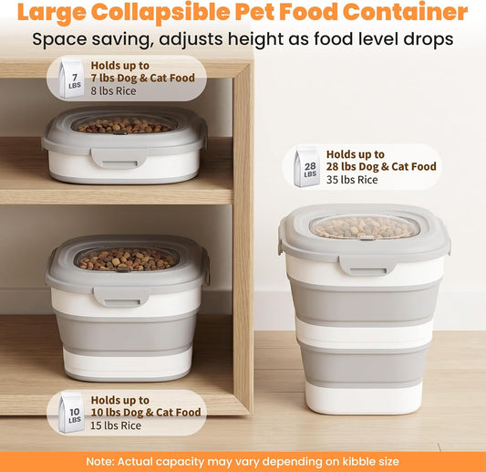 28 Lbs Dog Food Storage Container, Collapsible Cat Food Container