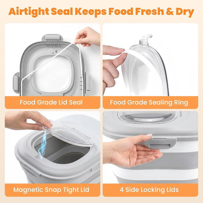 28 Lbs Dog Food Storage Container, Collapsible Cat Food Container