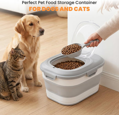 28 Lbs Dog Food Storage Container, Collapsible Cat Food Container