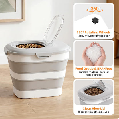 28 Lbs Dog Food Storage Container, Collapsible Cat Food Container