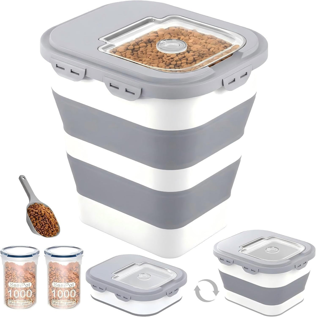 28 Lbs Dog Food Storage Container, Collapsible Cat Food Container