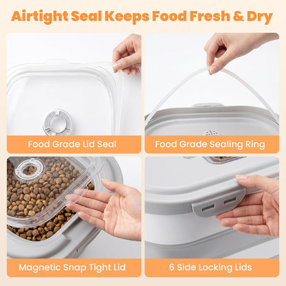 28 Lbs Dog Food Storage Container, Collapsible Cat Food Container