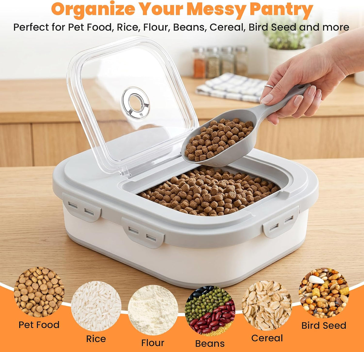 28 Lbs Dog Food Storage Container, Collapsible Cat Food Container