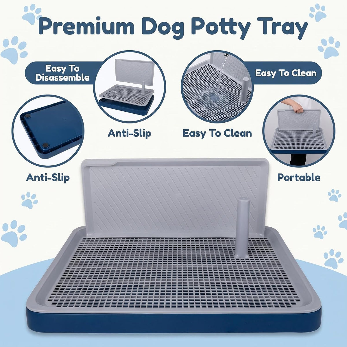 Dog Pee Pad Holder Tray, Puppy Potty Training, 25"x18", PP Plastic, Snap Lock