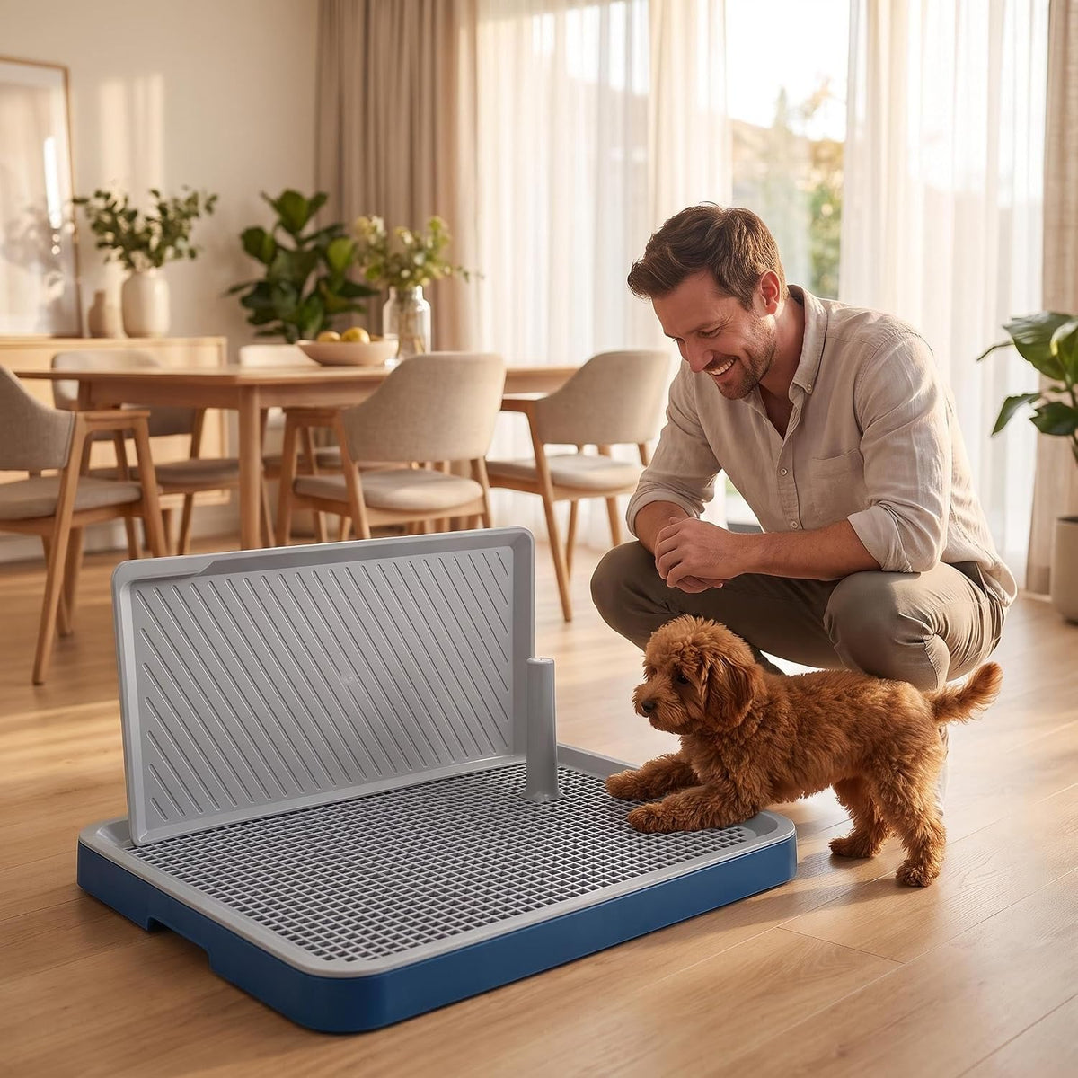 Dog Pee Pad Holder Tray, Puppy Potty Training, 25"x18", PP Plastic, Snap Lock