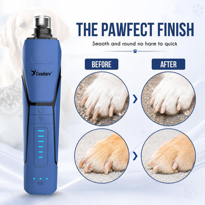 Whisper Quiet Dog Nail Grinder with 360 Degree LED Light, 6-Speed Rechargeable Pet Nail Trimmers with Extra Grinding Head for Safe, Stress-Free Grooming for All Pet Sizes (Dark Blue)