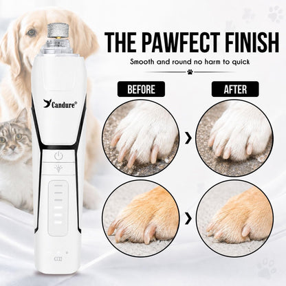 Whisper Quiet Dog Nail Grinder with 360 Degree LED Light, 6-Speed Rechargeable Pet Nail Trimmers with Extra Grinding Head for Safe, Stress-Free Grooming for All Pet Sizes (Dark Blue)