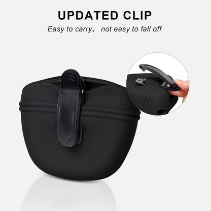 Dog Clicker Training Kit,Silicone Dog Training Treat Pouch and Dog Clickers,Dog Treat Bag with Clicker Training for Dogs,Pet Treat Bag with Magnetic Buckle Closing and Waist Clip,Black