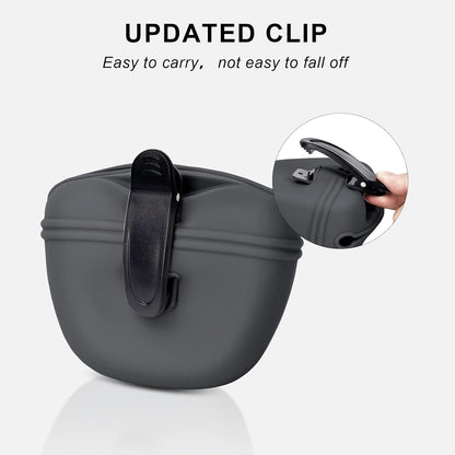 Dog Clicker Training Kit,Silicone Dog Training Treat Pouch and Dog Clickers,Dog Treat Bag with Clicker Training for Dogs,Pet Treat Bag with Magnetic Buckle Closing and Waist Clip,Black