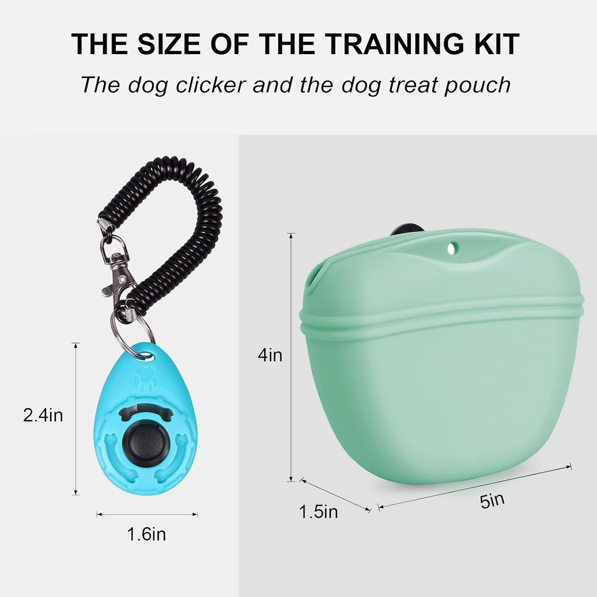 Dog Clicker Training Kit,Silicone Dog Training Treat Pouch and Dog Clickers,Dog Treat Bag with Clicker Training for Dogs,Pet Treat Bag with Magnetic Buckle Closing and Waist Clip,Black