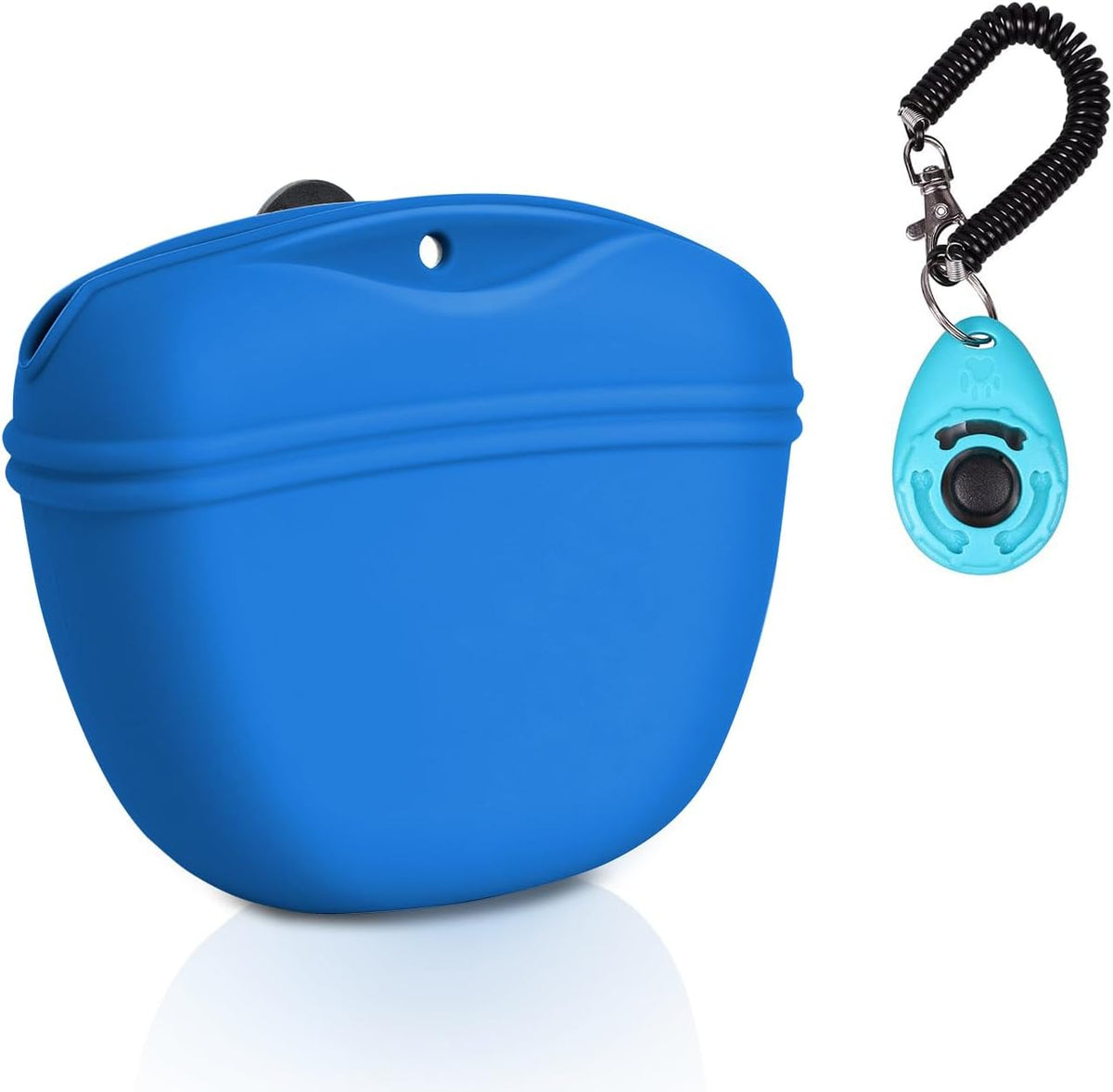 Dog Clicker Training Kit,Silicone Dog Training Treat Pouch and Dog Clickers,Dog Treat Bag with Clicker Training for Dogs,Pet Treat Bag with Magnetic Buckle Closing and Waist Clip,Black