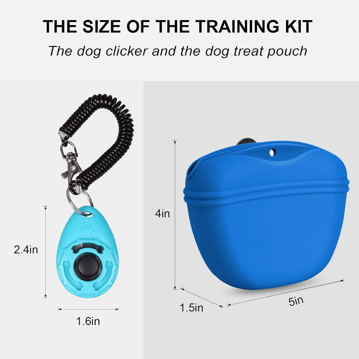 Dog Clicker Training Kit,Silicone Dog Training Treat Pouch and Dog Clickers,Dog Treat Bag with Clicker Training for Dogs,Pet Treat Bag with Magnetic Buckle Closing and Waist Clip,Black