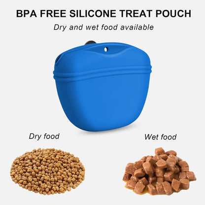 Dog Clicker Training Kit,Silicone Dog Training Treat Pouch and Dog Clickers,Dog Treat Bag with Clicker Training for Dogs,Pet Treat Bag with Magnetic Buckle Closing and Waist Clip,Black