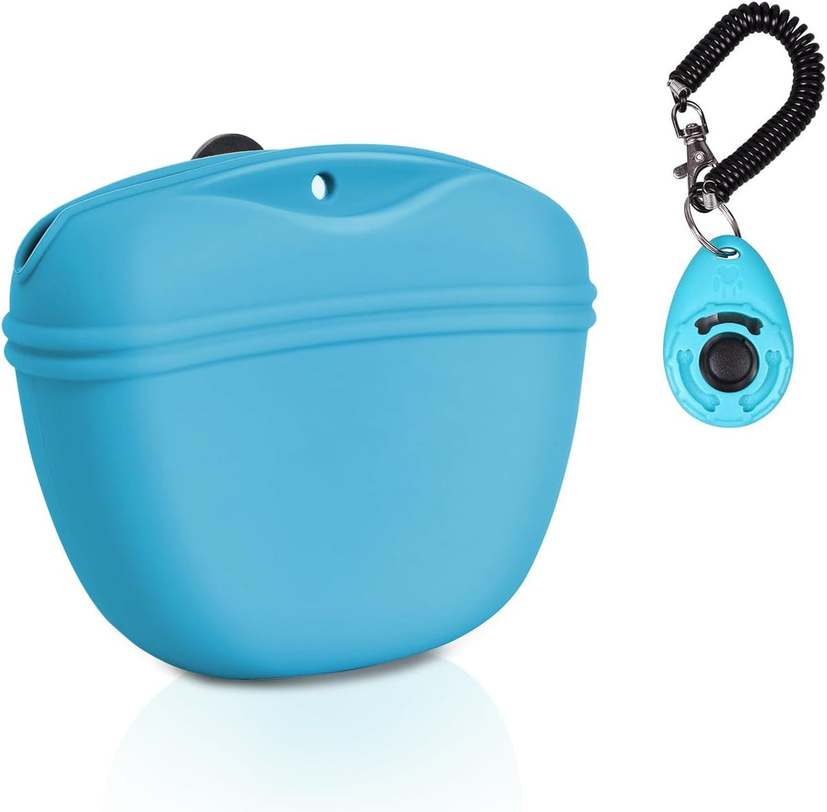 Dog Clicker Training Kit,Silicone Dog Training Treat Pouch and Dog Clickers,Dog Treat Bag with Clicker Training for Dogs,Pet Treat Bag with Magnetic Buckle Closing and Waist Clip,Black