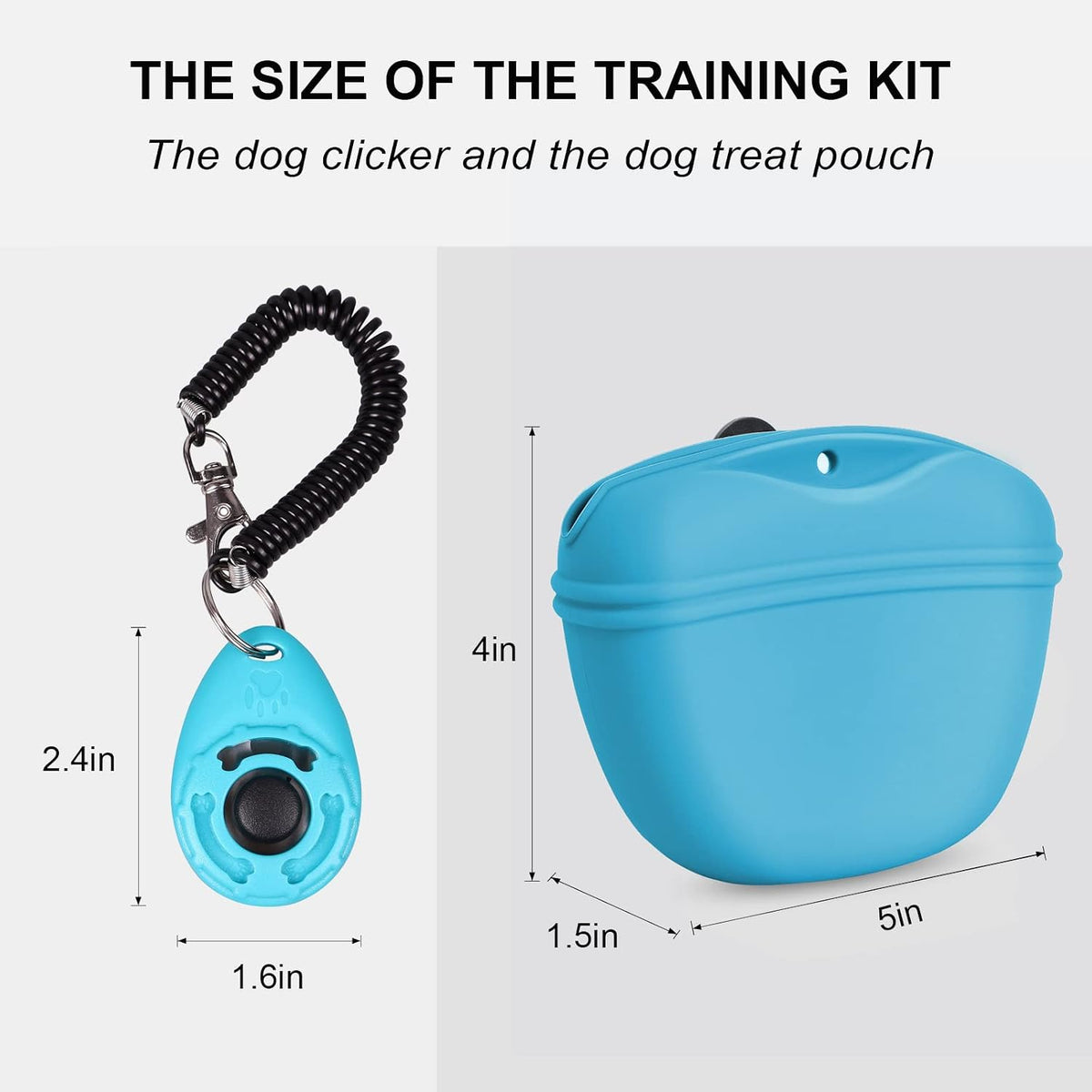 Dog Clicker Training Kit,Silicone Dog Training Treat Pouch and Dog Clickers,Dog Treat Bag with Clicker Training for Dogs,Pet Treat Bag with Magnetic Buckle Closing and Waist Clip,Black