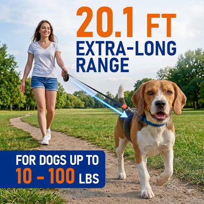 20.1 ft for Dogs 10–100 lbs - Heavy Duty Tape Leash with Strong Nylon Tape - 360° Swivel Control - One-Click Brake & Lock - Ergonomic Non-Slip Grip for Safe & Easy Daily Walks BL