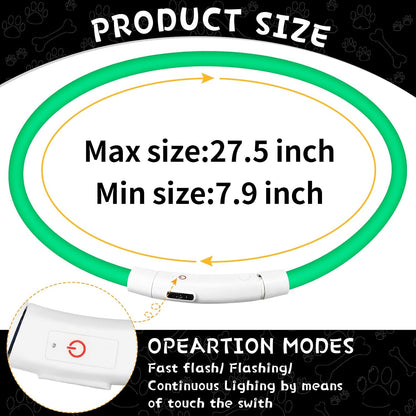 3 Pcs Light up Dog Collar LED USB Rechargeable, 3 Natural Colors