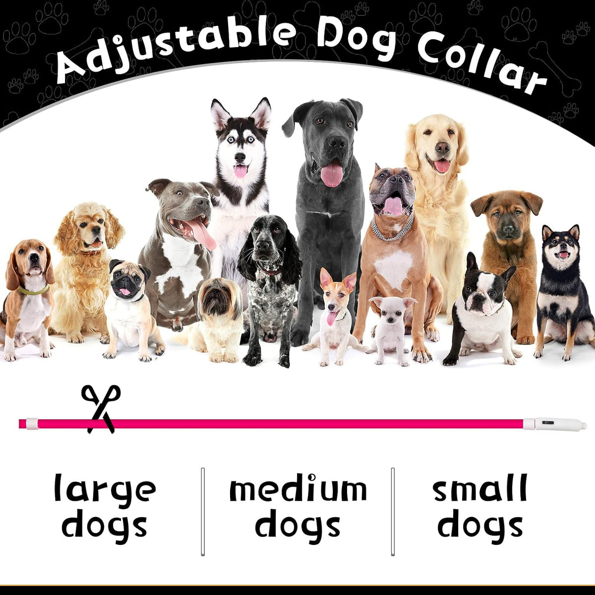 3 Pcs Light up Dog Collar LED USB Rechargeable, 3 Natural Colors