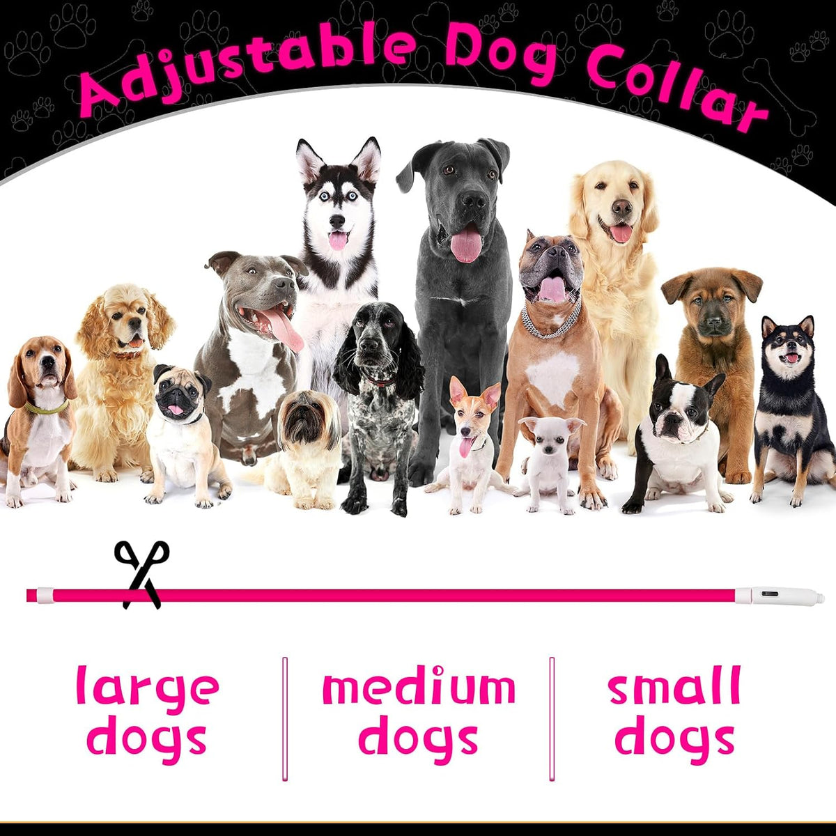 3 Pcs Light up Dog Collar LED USB Rechargeable, 3 Natural Colors
