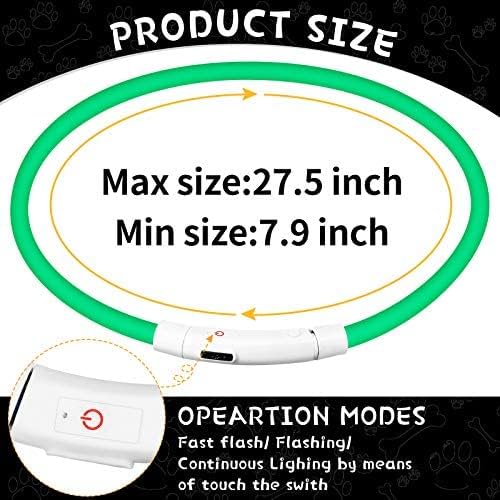 3 Pcs Light up Dog Collar LED USB Rechargeable, 3 Natural Colors