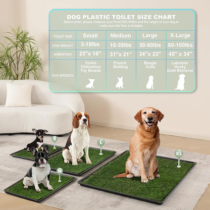 Dog Grass Pad with Tray, Dog Litter Box with Artificial Grass