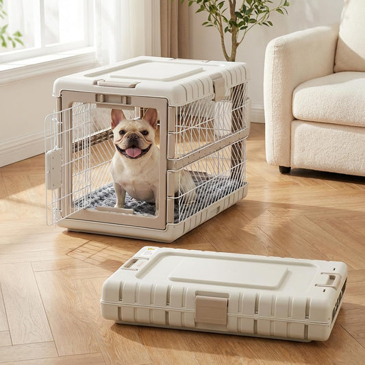 Collapsible Dog Crate with Bed Mat, 28'' Dog Kennel for Medium Dogs