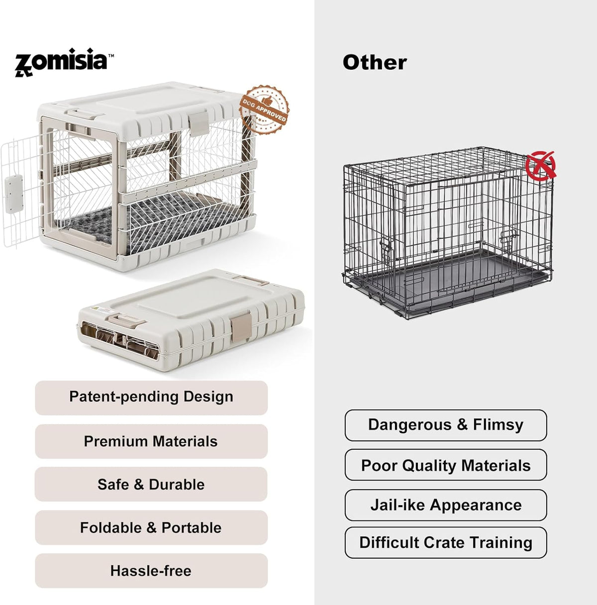 Collapsible Dog Crate with Bed Mat, 28'' Dog Kennel for Medium Dogs