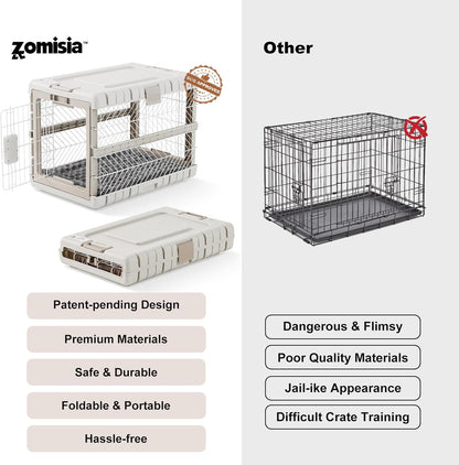 Collapsible Dog Crate with Bed Mat, 28'' Dog Kennel for Medium Dogs