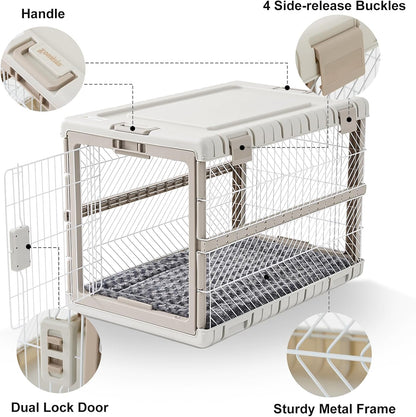 Collapsible Dog Crate with Bed Mat, 28'' Dog Kennel for Medium Dogs