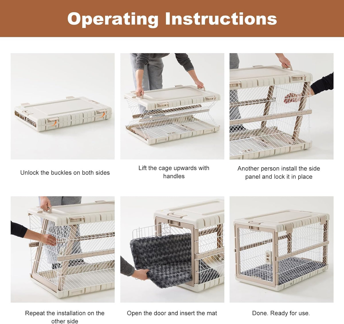 Collapsible Dog Crate with Bed Mat, 28'' Dog Kennel for Medium Dogs