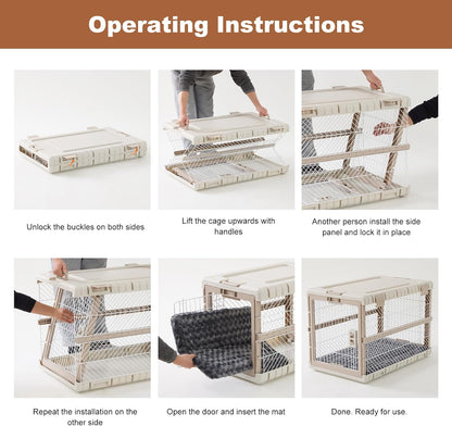Collapsible Dog Crate with Bed Mat, 28'' Dog Kennel for Medium Dogs