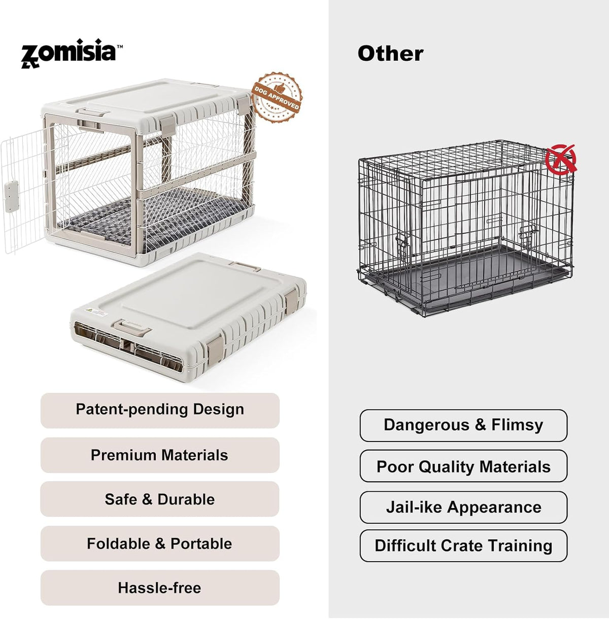 Collapsible Dog Crate with Bed Mat, 28'' Dog Kennel for Medium Dogs