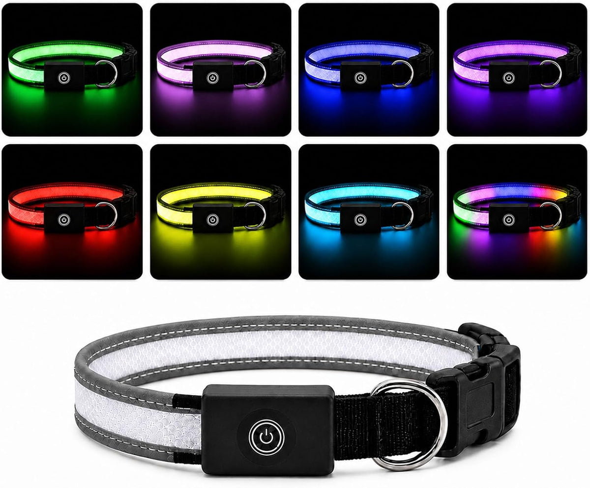 Super Bright Light Up Dog Collar for Night Walking, Long Lasting, 15 Modes