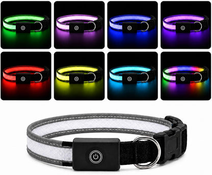 Super Bright Light Up Dog Collar for Night Walking, Long Lasting, 15 Modes