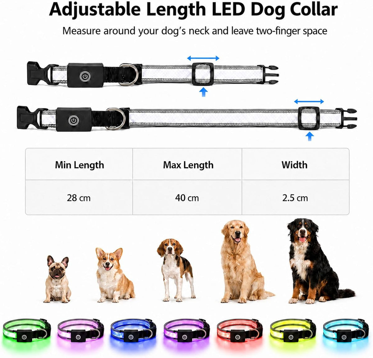 Super Bright Light Up Dog Collar for Night Walking, Long Lasting, 15 Modes