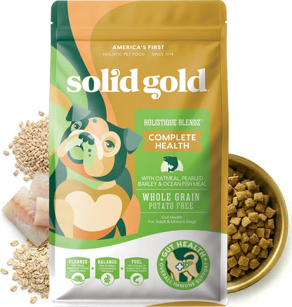 Solid Gold Ocean Fish Dry Dog Food for Sensitive Stomach, Low Fat, 4LB