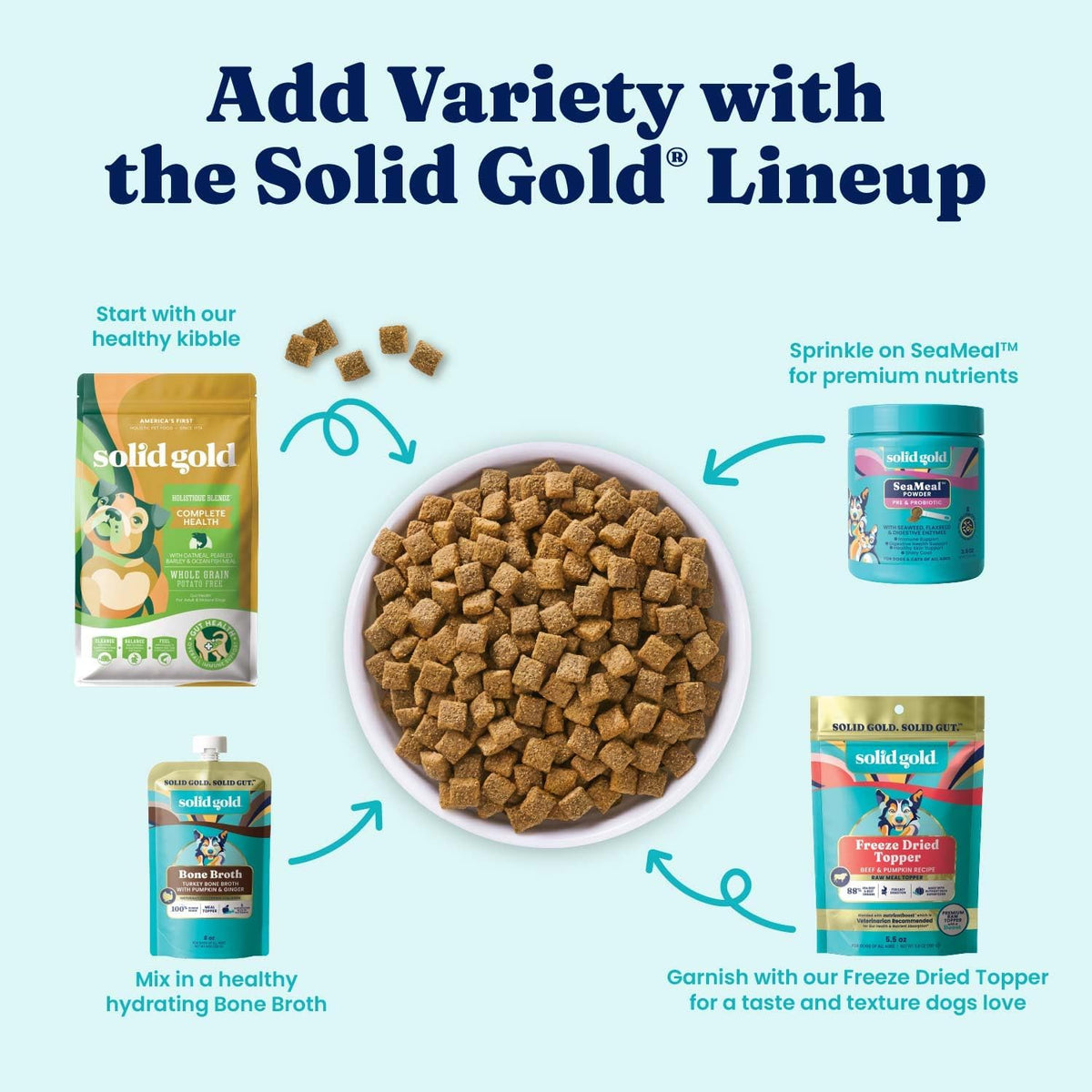 Solid Gold Ocean Fish Dry Dog Food for Sensitive Stomach, Low Fat, 4LB