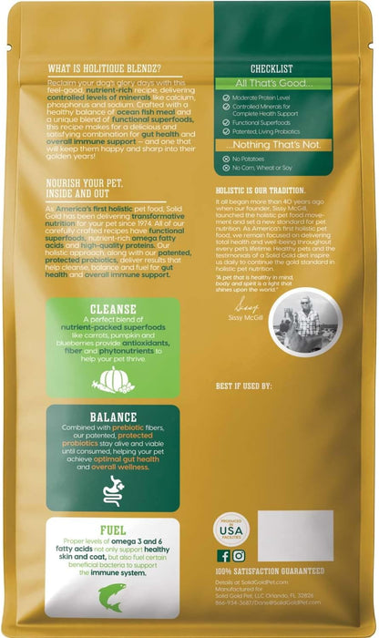 Solid Gold Ocean Fish Dry Dog Food for Sensitive Stomach, Low Fat, 4LB