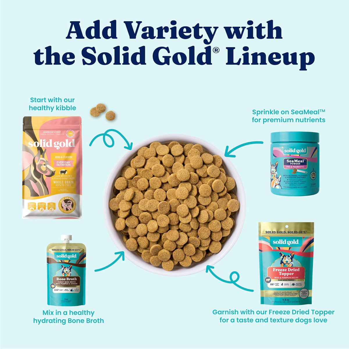 Solid Gold Ocean Fish Dry Dog Food for Sensitive Stomach, Low Fat, 4LB