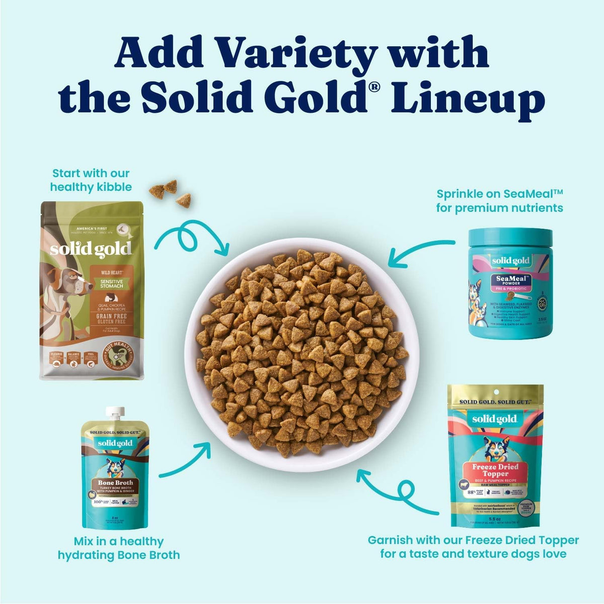 Solid Gold Ocean Fish Dry Dog Food for Sensitive Stomach, Low Fat, 4LB