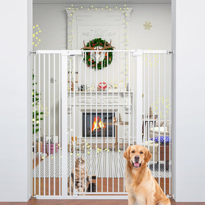 51" Extra Tall Cat Gate for Doorway Auto Close Encrypted Cat Gate 30"-49.27" Adjustable Width Pet Gate Include 5.5" and 8.26" Extension Kits No Drilling Pressure Mount Kit