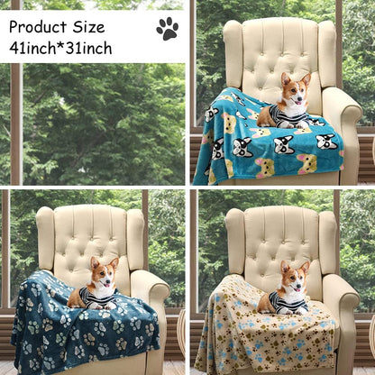 Blanket for Large Dogs & Cats Soft Reversible Cute Paw 40"x31"