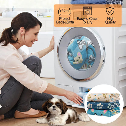 Blanket for Large Dogs & Cats Soft Reversible Cute Paw 40"x31"